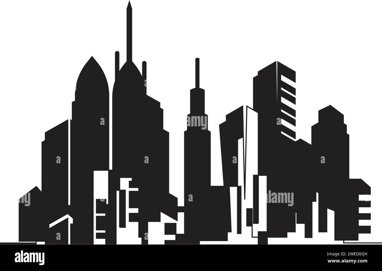 Die moderne Skyline der Stadt. Stadt Silhouette. Vector Illustration in flacher Bauweise Stock Vektor