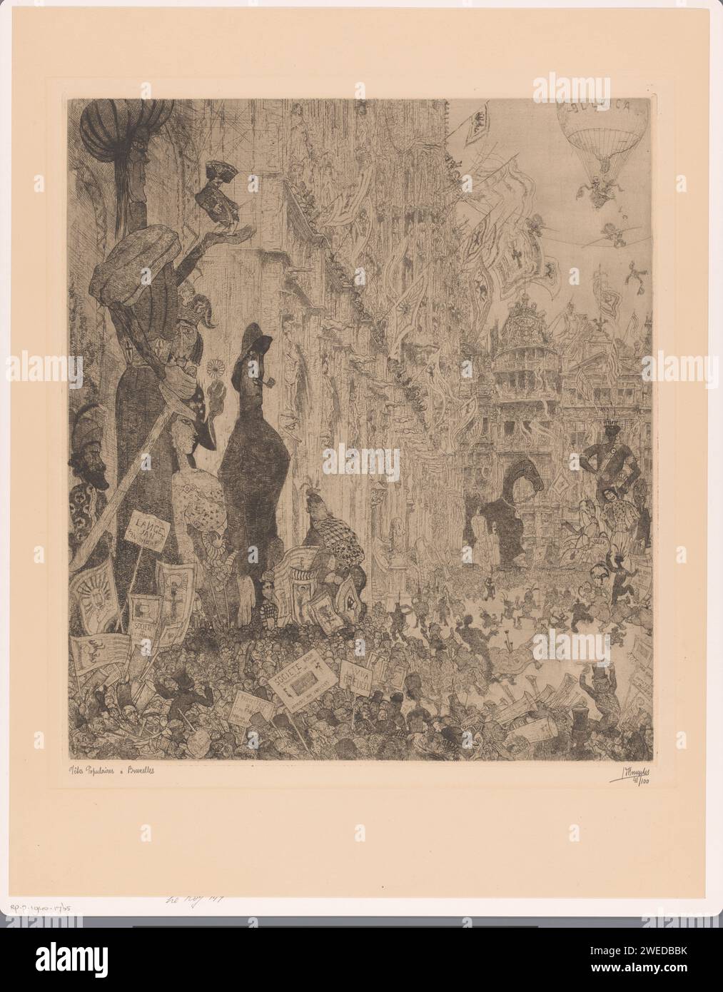 Volksfeste in Brüssel, Jules de Bruycker, 1928 Druckpapier Ätzen öffentliche Feste Brüssel Stockfoto
