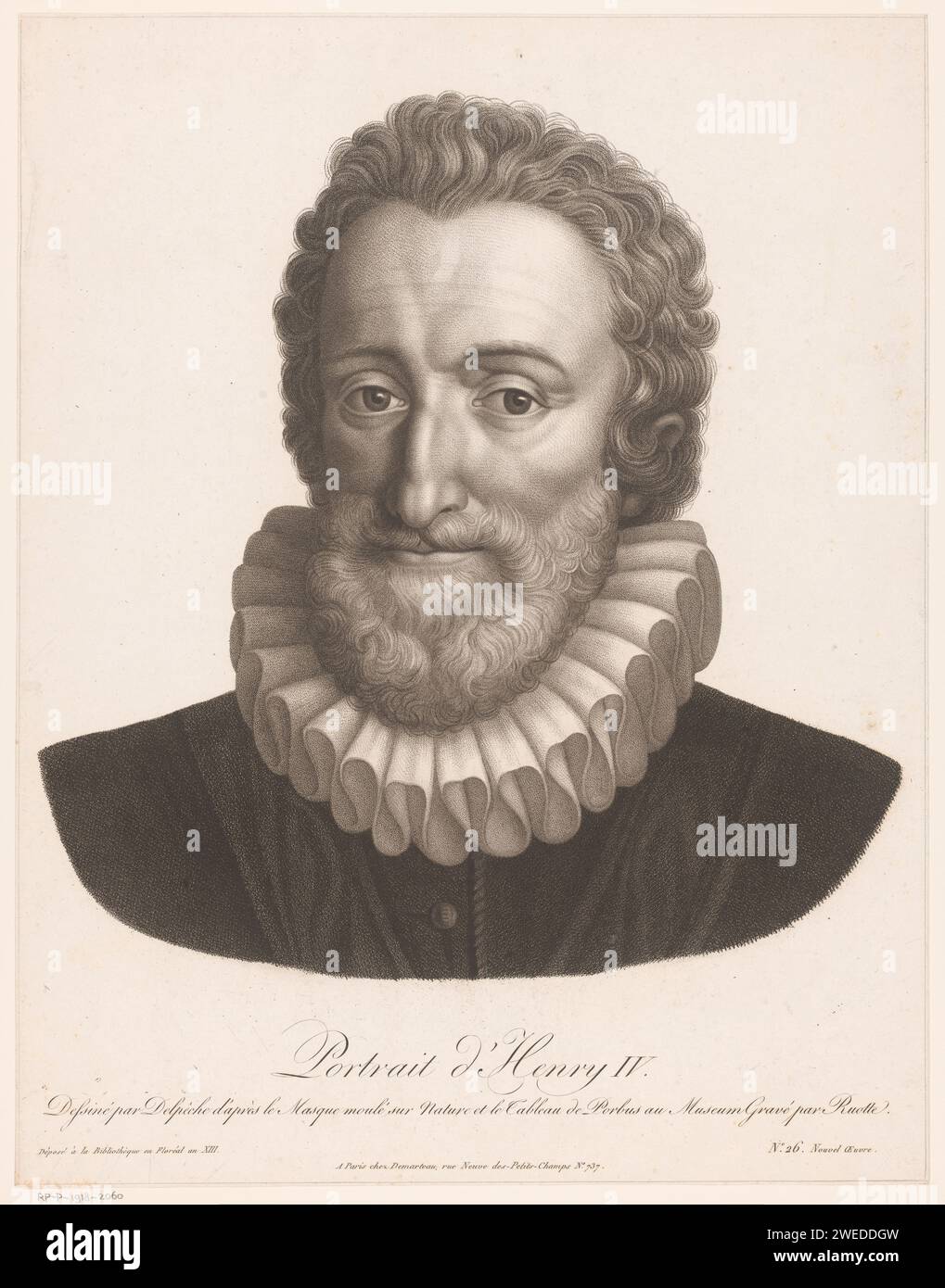 Portret van Hendrik IV., Louis Charles Ruotte, nach Frans Pourbus (II), nach Delpêche, 1764 - 1806 Druck Paris Papier graviert historische Personen. king Stockfoto