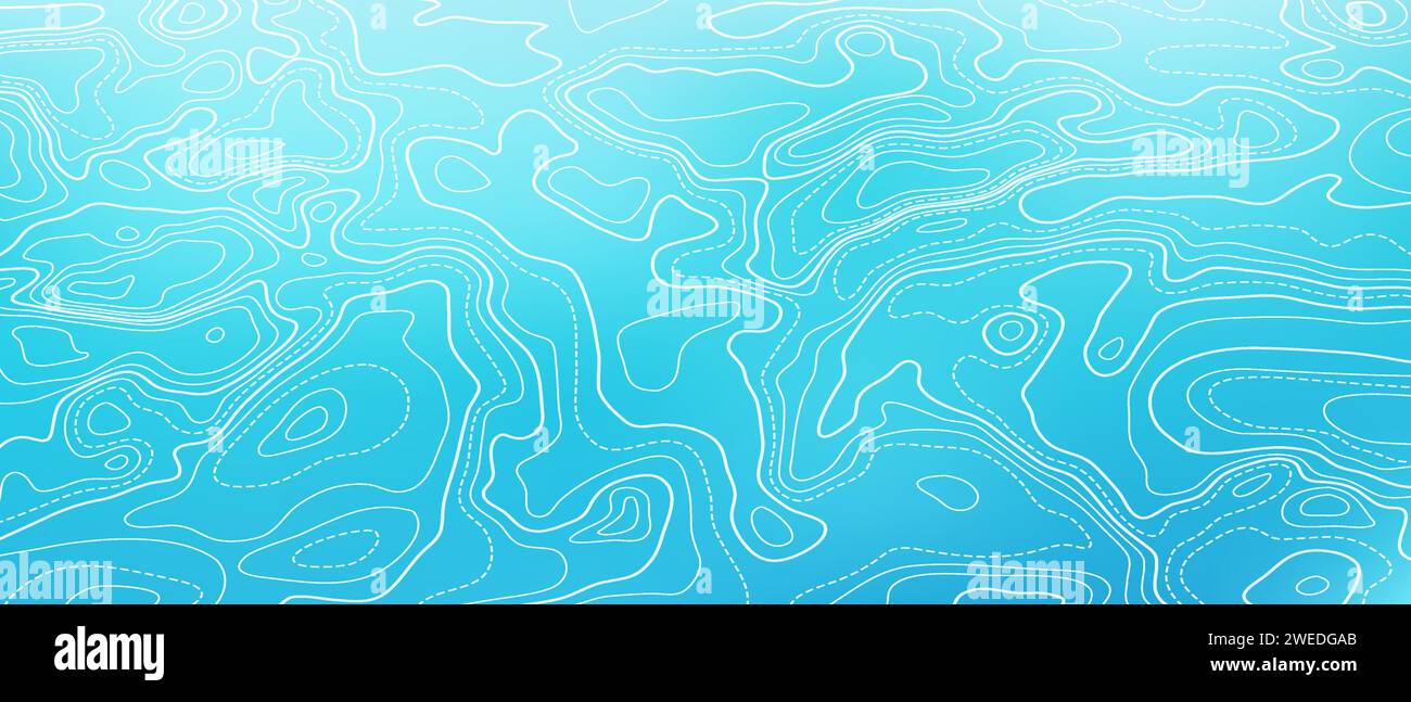 Ozeanboden topographische Linienkarte kurvige Wellen Isolinien Vektor-Illustration. Topographische Landschaftsoberfläche für nautische Radarmessungen. Cartog Stock Vektor