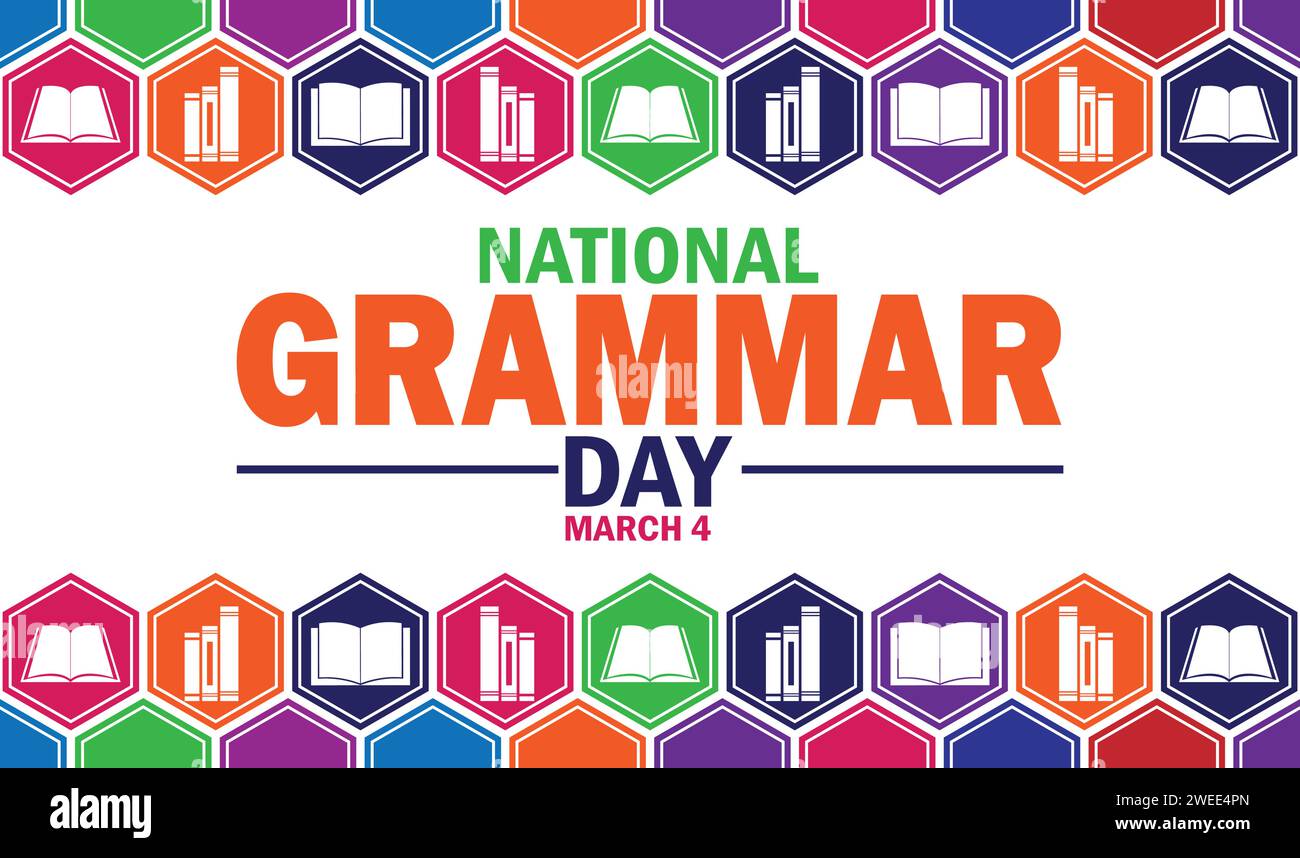 Nationaler Grammatiktag Vektor Vorlage Design Illustration. März. Geeignet für Grußkarten, Poster und Banner Stock Vektor