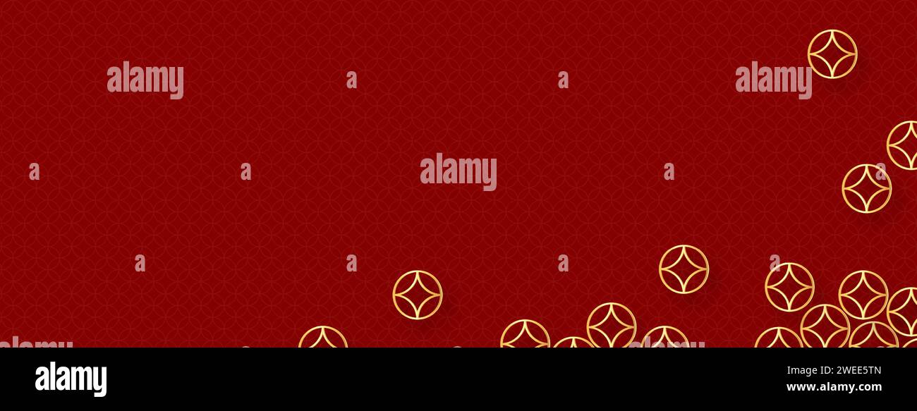 Roter chinesischer Neujahrsbanner Hintergrund mit orientalischem Stil Muster, Vecor-Design Stock Vektor