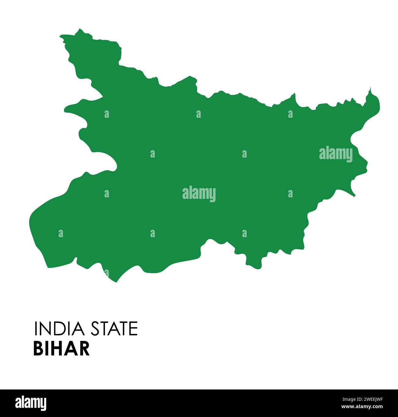 Bihar Karte des indischen Bundesstaates. Bihar-Kartenvektor-Illustration. Bihar-Vektorkarte auf weißem Hintergrund. Stock Vektor