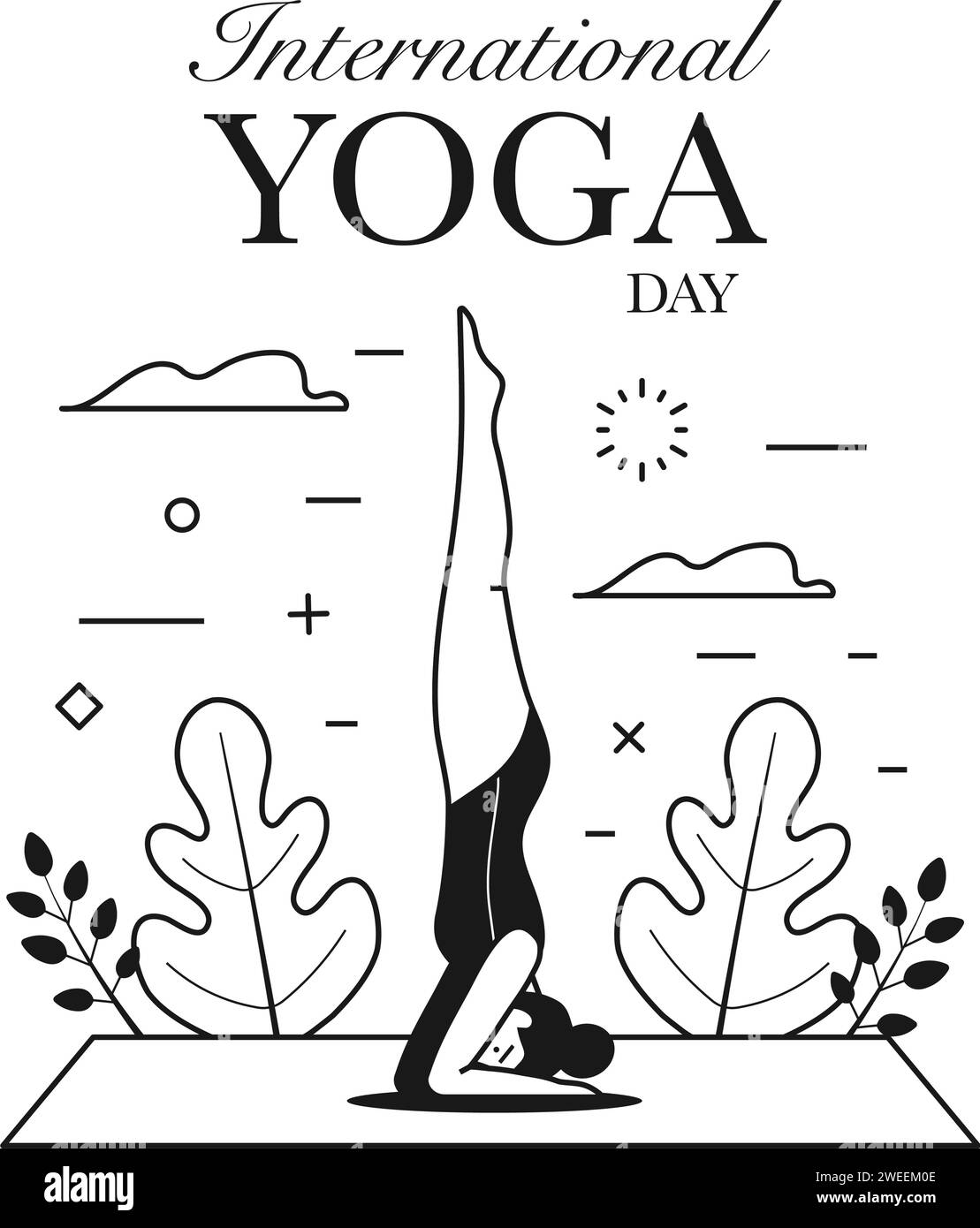 Frau, Die Eine Asana International Yoga Day Card Macht Stock Vektor