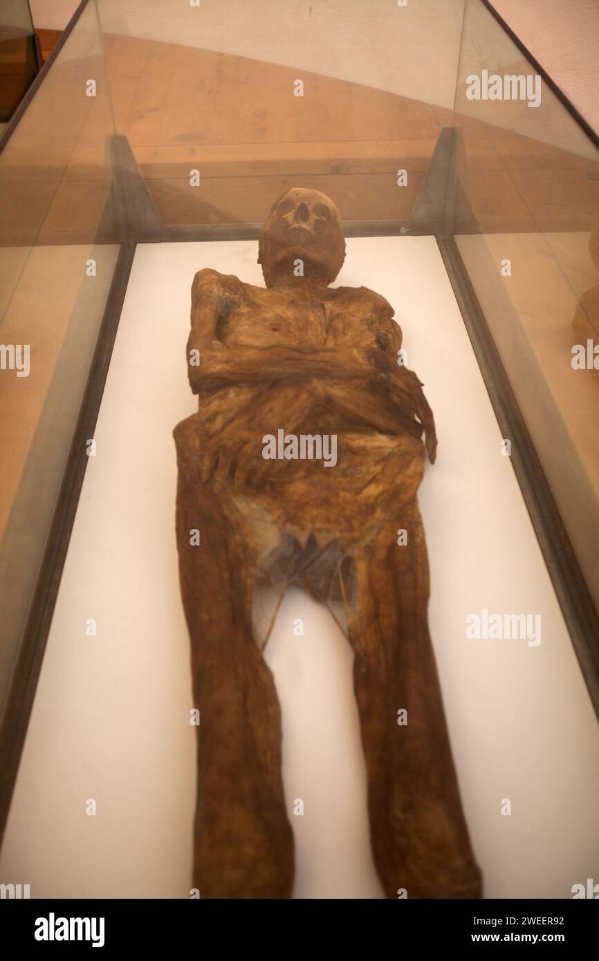Venzone, Friaul Julisch Venetien, Italien - 29. Mai 2011: Mumien von Venzone wurden in den 1600er Jahren gefunden Mumifiziert durch natürliche Prozesse aber die Ursache von t Stockfoto