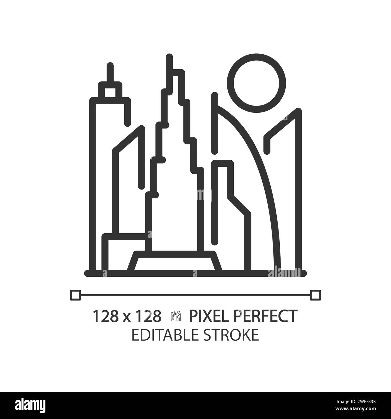 Dubai Wolkenkratzer moderne lineare Ikone Stock Vektor