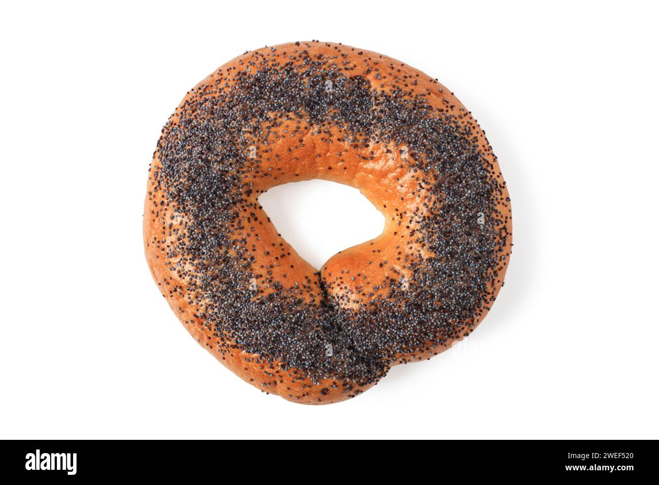 Bagel mit Mohnsamen Nahaufnahme isoliert auf weißem Hintergrund Stockfoto
