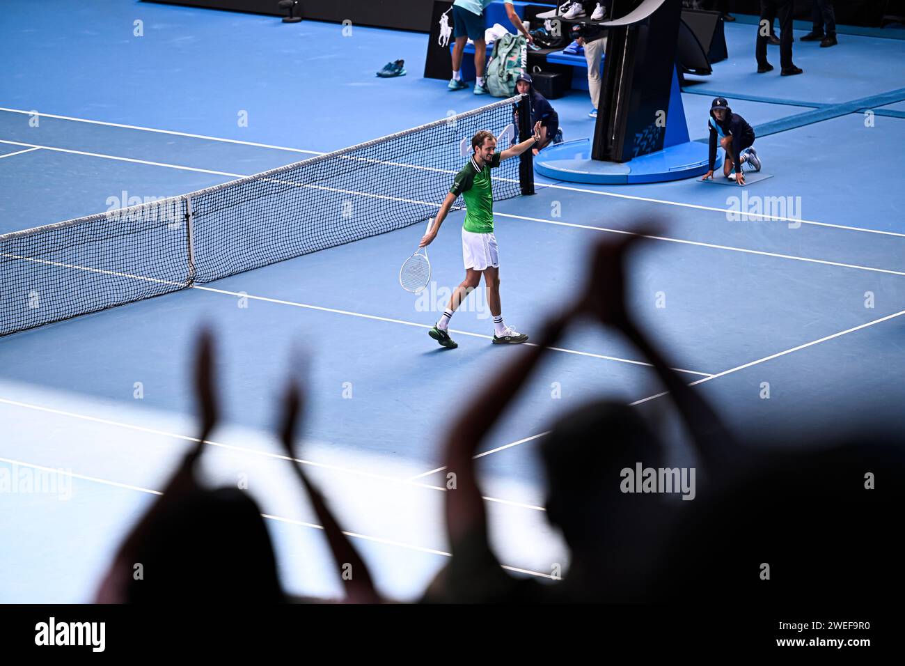 Paris, Frankreich. Januar 2024. Daniil Medwedev während des Australian Open AO 2024 Grand Slam Tennis Turniers am 24. Januar 2024 im Melbourne Park in Australien. Quelle: Victor Joly/Alamy Live News Stockfoto