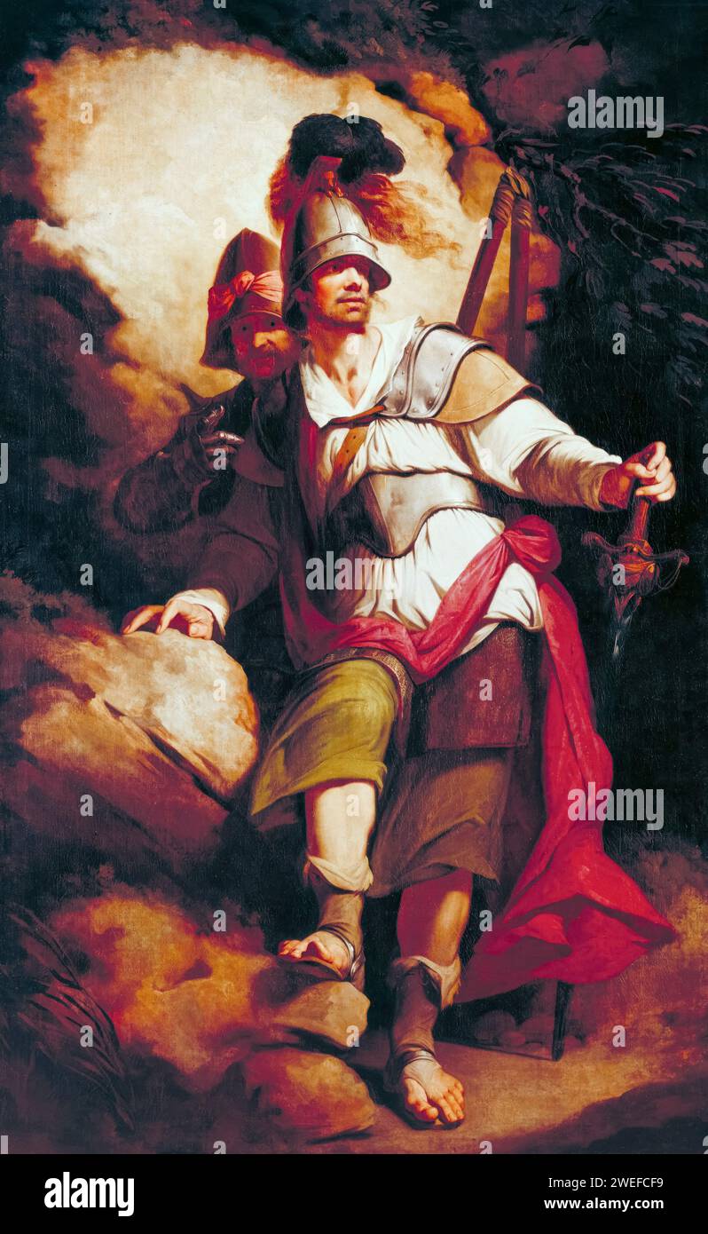 John Hamilton Mortimer, Sir Arthegal der Ritter der Gerechtigkeit mit Talus der eiserne Mann (aus Spensers Faerie Queene), Gemälde in Öl auf Leinwand, 1778 Stockfoto