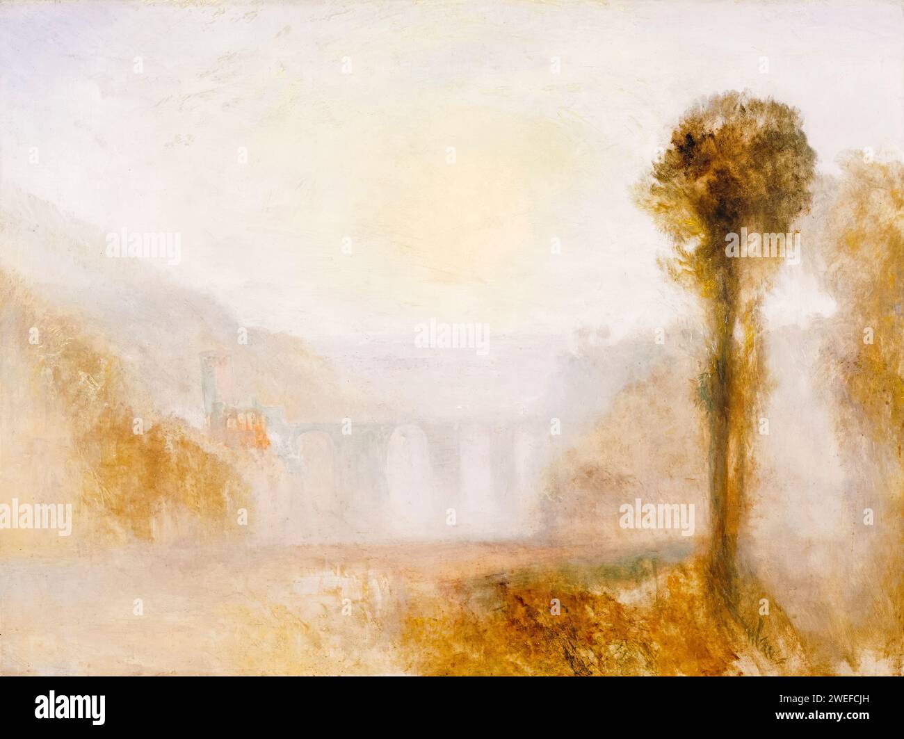 JMW Turner, Ponte Delle Torri, Spoleto, Landschaftsmalerei in Öl auf Leinwand, um 1840 Stockfoto