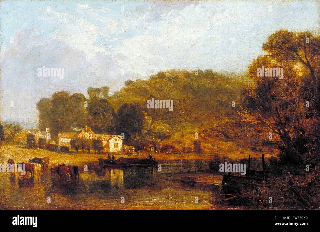 JMW Turner, Cliveden on Thames, Landschaftsmalerei in Öl auf Leinwand, 1807 Stockfoto