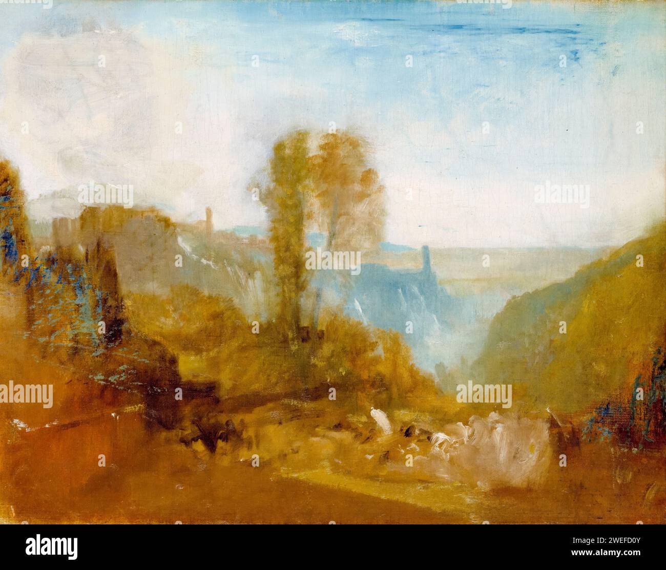 JMW Turner, Tivoli, die Cascatelle, Landschaftsmalerei in Öl auf Leinwand, um 1827 Stockfoto