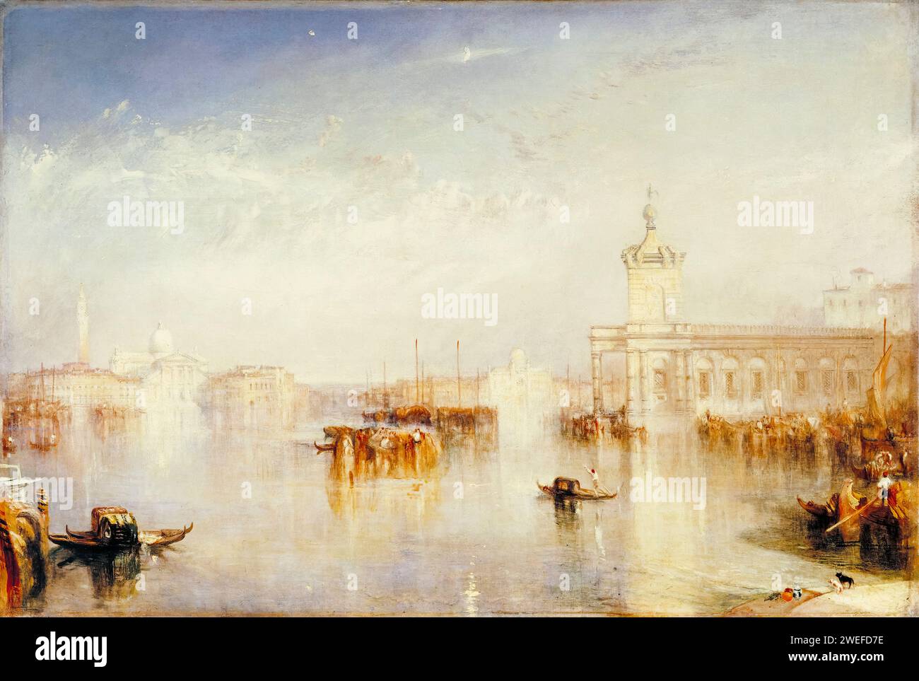 JMW Turner, die Dogana, San Giorgio, Citella, von den Stufen des Europa (Venedig), Landschaftsmalerei in Öl auf Leinwand, 1842 Stockfoto
