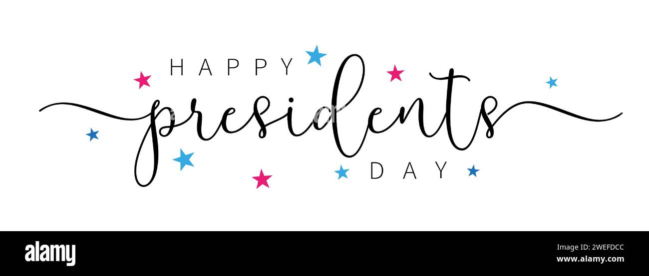 Happy Presidents Day Pinsel Kalligraphie. Handgezeichneter Text für den Presidents Day in den USA. Vektorabbildung Stock Vektor