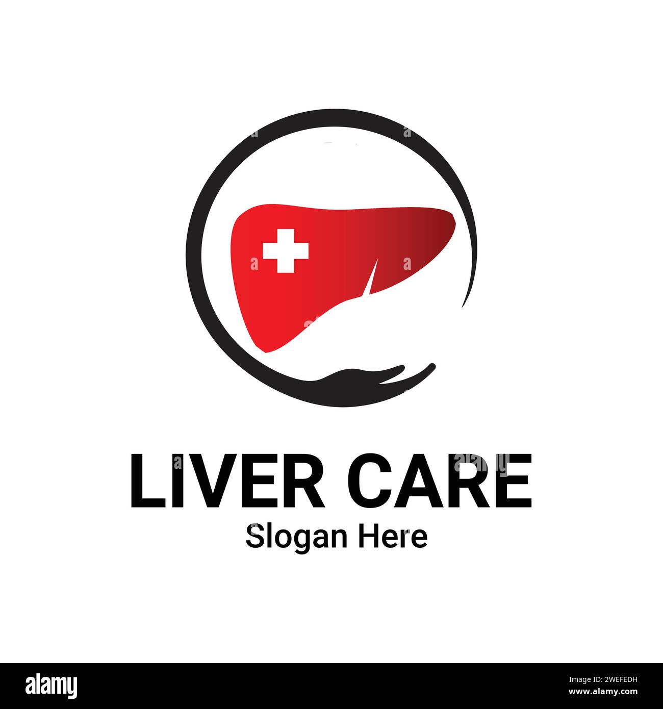 Liver Care Secure Vector Logo-Vorlage Mit Plus-Symbol. Logo geeignet für Medizin oder Gesundheit Business. Hepatoschutz, Konzept, Flaches Symbol, Element. Stock Vektor
