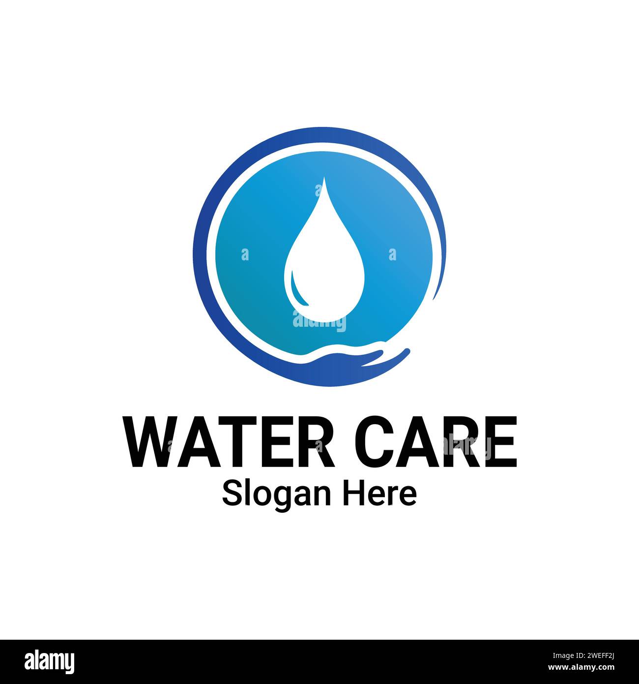 Design-Element Mit Water Care-Logo. Hand Tropfen Wasser Logo Symbol, Illustration, Vorlage, Vektor, Eps. Dermatologie Test klinisch bewährtes Symbol für Allergie fr Stock Vektor