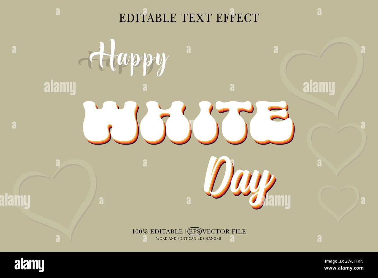 World White Day 3D Texteffekt bearbeitbarer 3D Style eps Vektor Stock Vektor