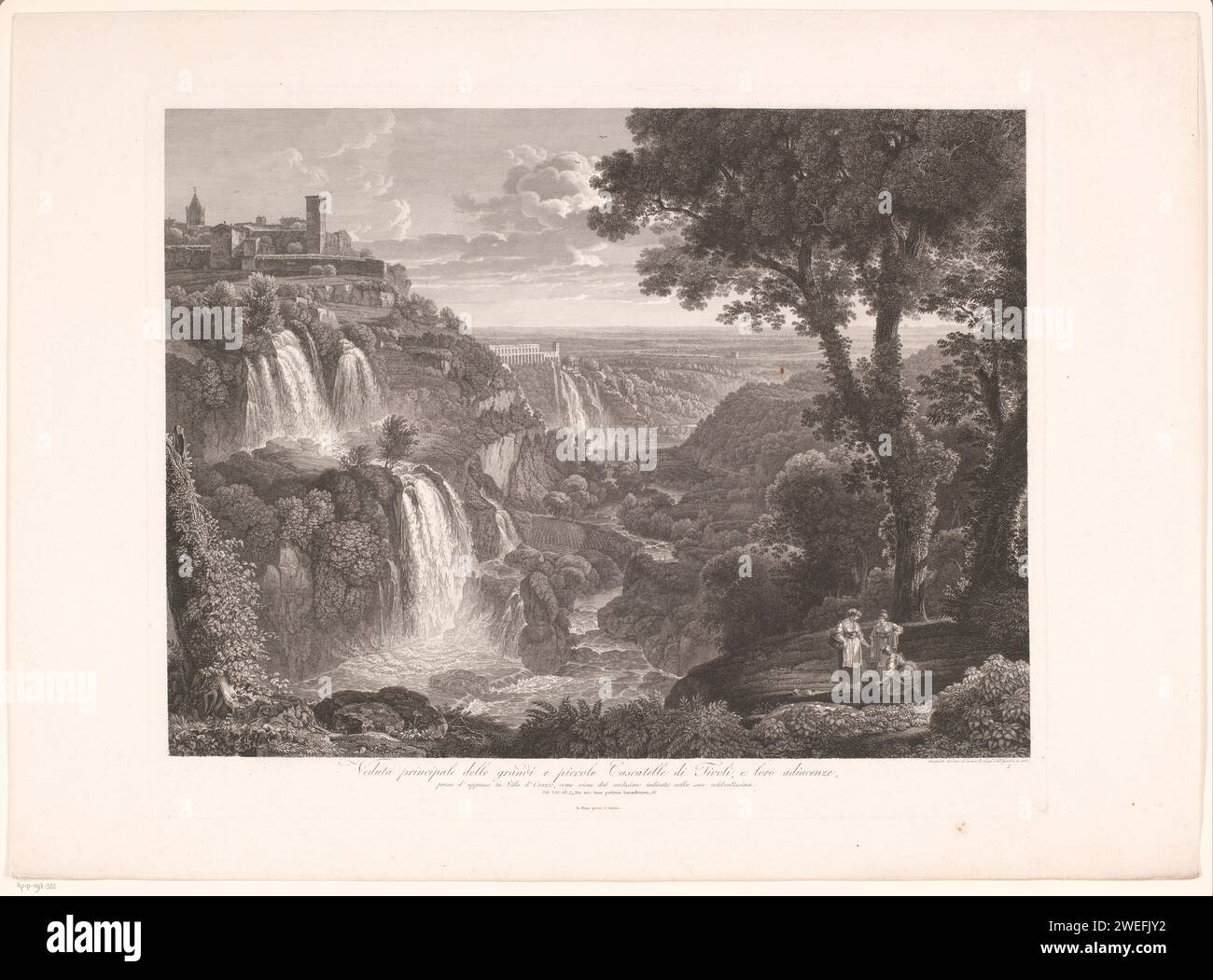 Ansicht der großen und kleinen Wasserfälle von Tivoli, Wilhelm Friedrich Gmelin, 1808 Druck nach Zeichnung: Tivolipublisher: Rom Papier ätzender Wasserfall Tivoli Stockfoto