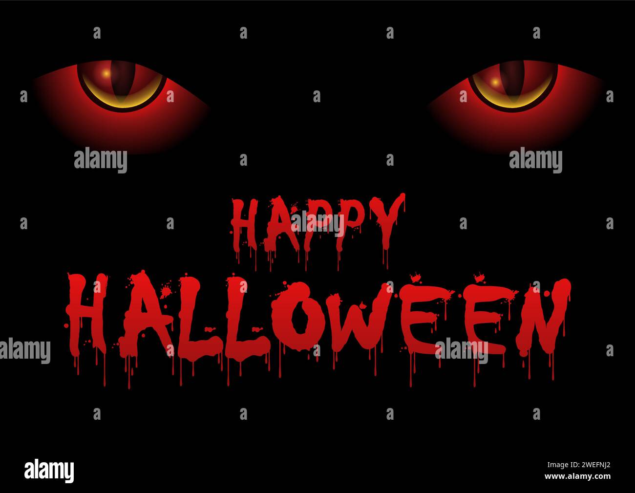 Rote böse Augen, die aus der Dunkelheit starren und lauern, für Halloween-Thema, Vektordarstellung Stock Vektor