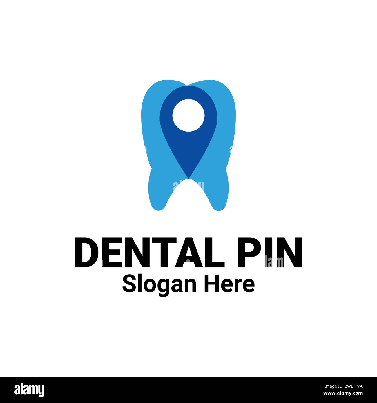 Standort-Logo der Dental Health Care Klinik mit Zahn- und Pinpoint-Symbol-Symbol. Geo Tag Zahnkarte Locator Illustration Vektorelement. Stock Vektor