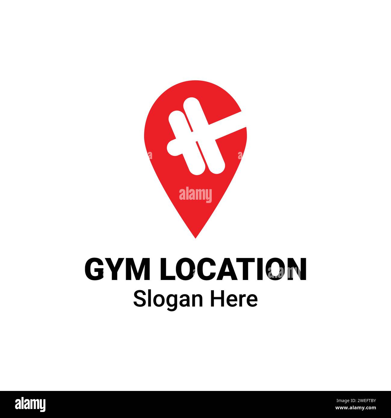 Kurzhantel Fitness Zone Logo. GPS-Tag-PIN-Symbol Design Template Flat Vector. Label-Emblem Für Fitnessstudio Mit Location Shape Workout Bodybuilding-Logo-Konzept Stock Vektor