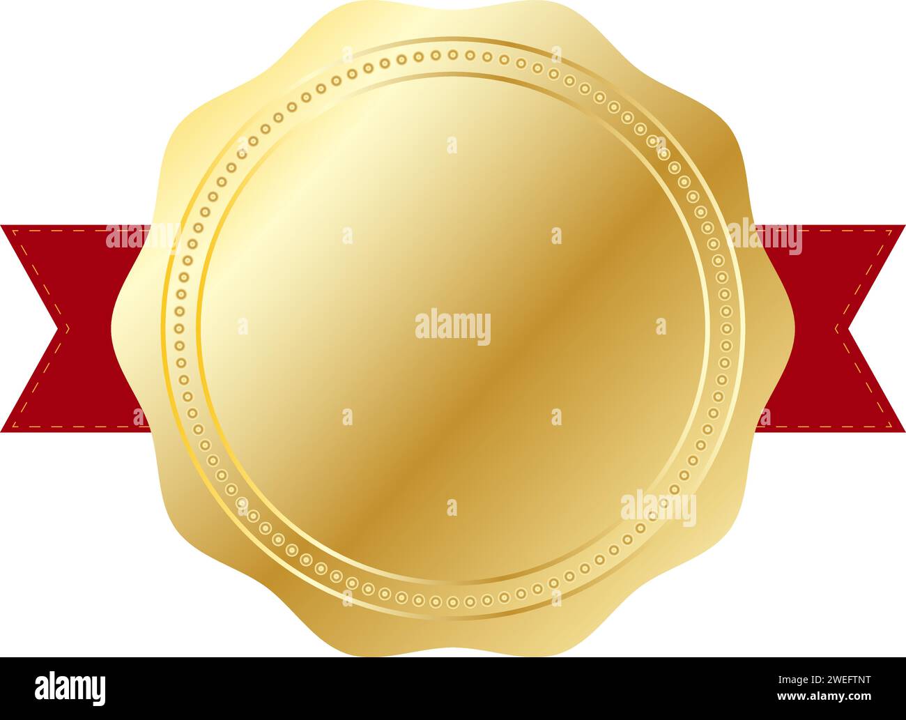 Goldfarbenes Siegel oder Rosette, Siegerkonzept oder Konzept der besten Leistung. Leerzeichen, um eigenen Text hinzuzufügen Stock Vektor