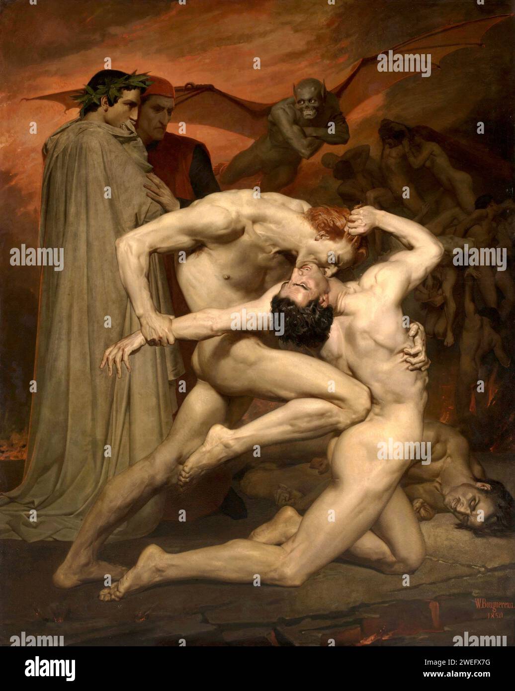 Dante und Virgil in der Hölle. William-Adolphe Bouguereau. 1850. Stockfoto