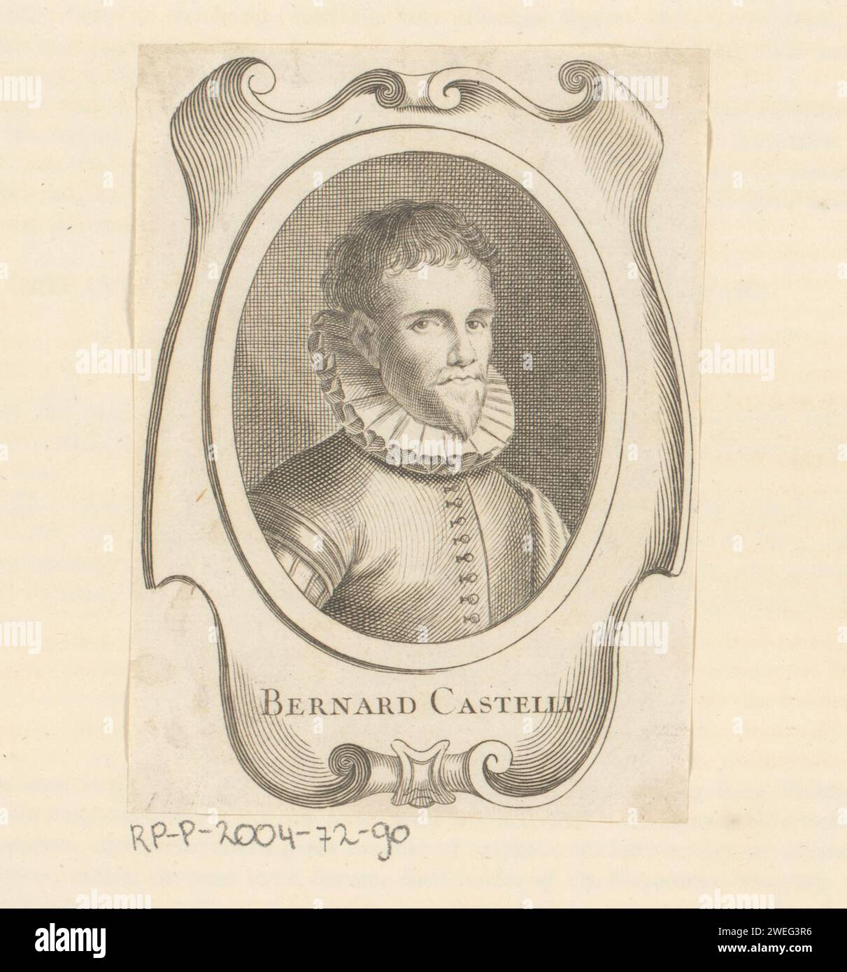 Portet van Bernardo Castello, 1745 Print Print ist Teil eines Albums. Buchdruck/Gravur historischer Personen aus Papier. Porträt, Selbstporträt des Malers Stockfoto