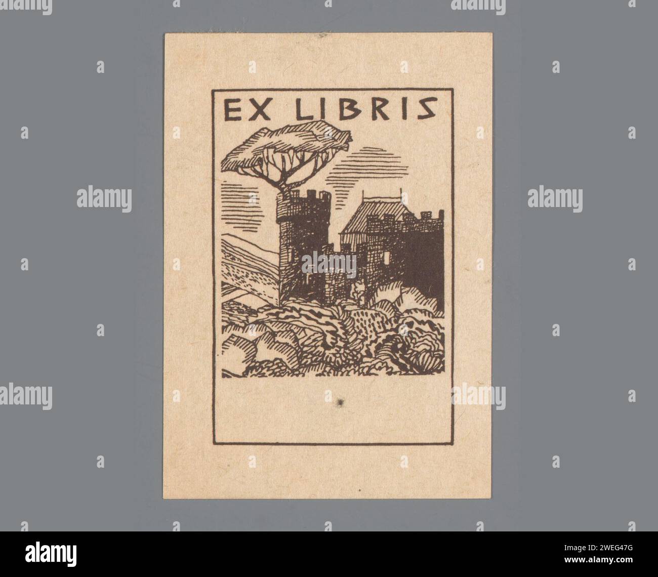 Ex Libris Van Unknown, Anonym, 1900 - 1999 Papierdruckblock Castle Stockfoto