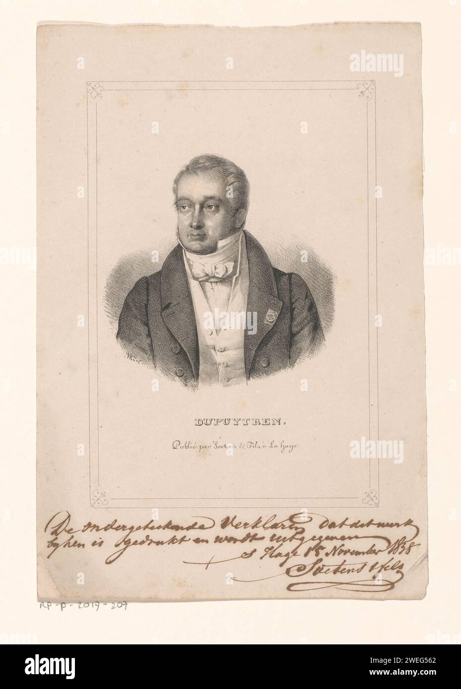 Portret van Guillaume Dupuytren, William Cornelis Chimaer van Oudendorp, 1837 - 1840 Druckpapier historische Personen (+ (Vollporträt) Stockfoto