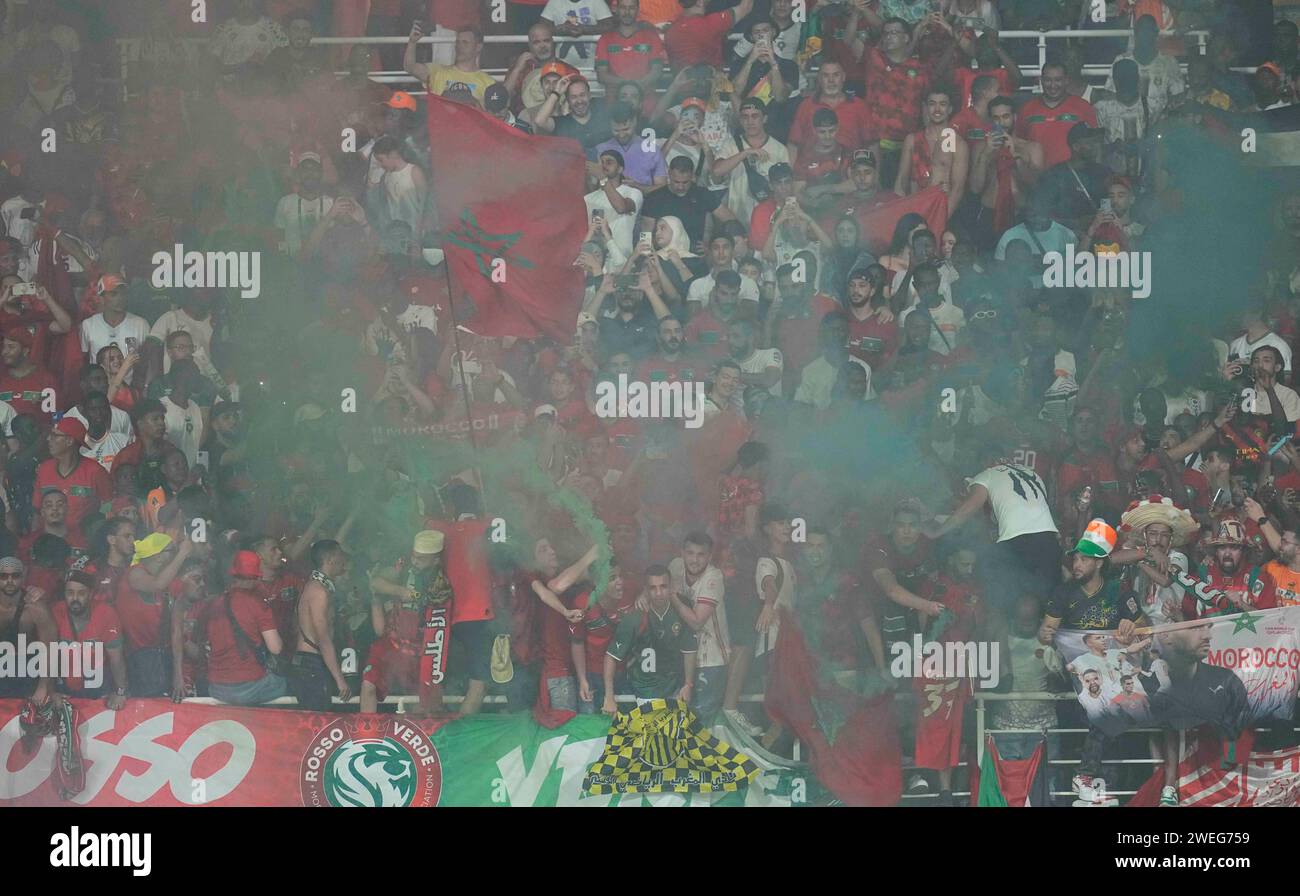 24. Januar 2024: // bei einem Spiel der Gruppe F im Afrikanischen Cup der Nationen, Sambia gegen Marokko, im Stade Laurent Pokou, San Pedro, Elfenbeinküste. Kim Preis/CSM Stockfoto