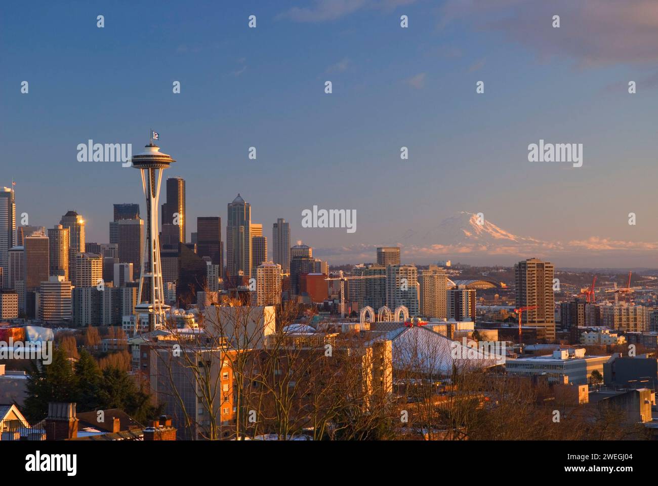 Die Innenstadt von Ansicht mit Space Needle, Kerry Park, Seattle, Washington Stockfoto