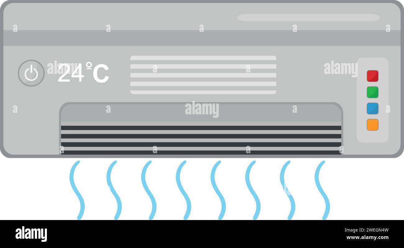 Vektorillustration einer Klimaanlage mit Kühlwellen Stock Vektor