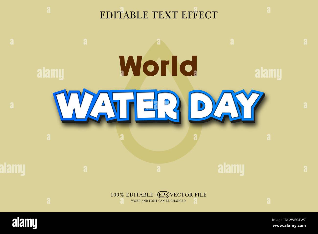 World Water Day 3D Texteffekt bearbeitbar 3D Style eps Vektor Stock Vektor
