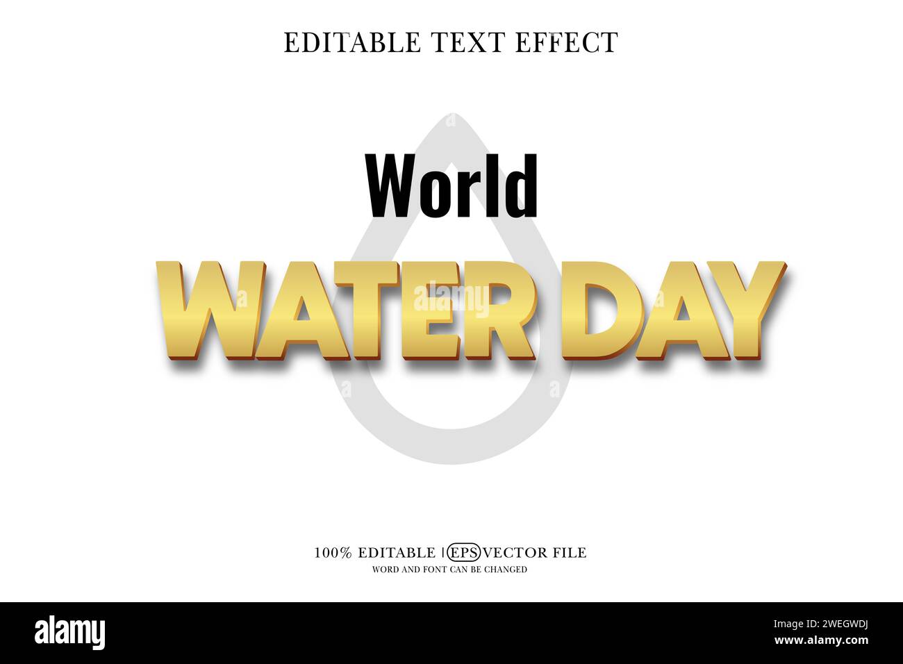 World Water Day 3D Texteffekt bearbeitbar 3D Style eps Vektor Stock Vektor