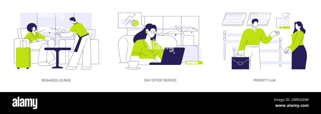 Business Services im Flughafen abstrakte Konzeptvektorillustrationen. Stock Vektor