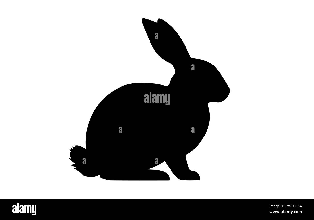 Kaninchen-Silhouette. Osterhase. Isoliert auf weißem Hintergrund. Einfaches schwarzes Symbol des Hasen. Niedliches Tier. Ideal für Logo, Emblem, Piktogramm, Druck, Designelement für Grußkarte, Einladung Stock Vektor