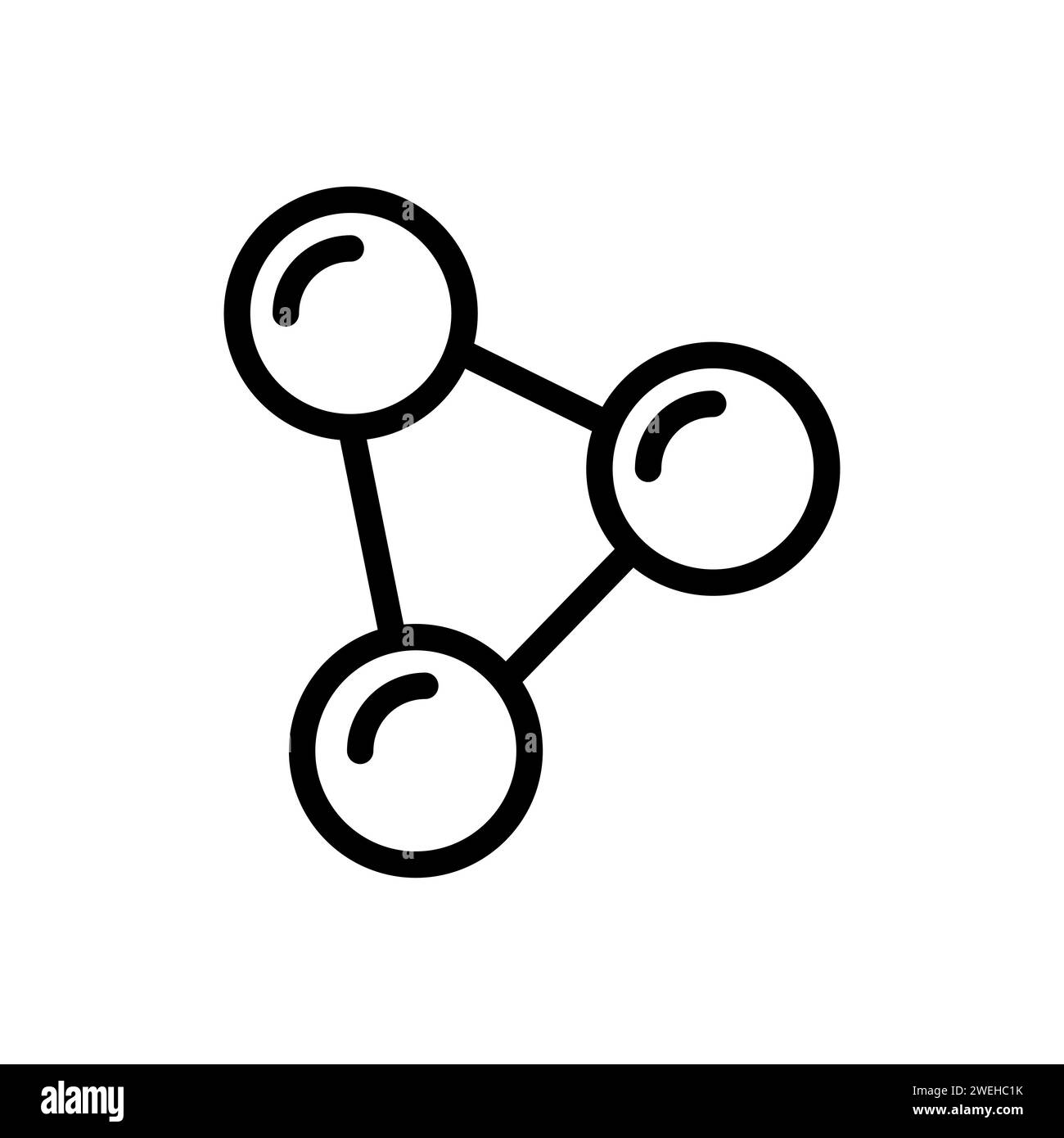 Vektorsymbolverbindung mit schwarzen Linien von Molekülen, die auf weißem Hintergrund isoliert sind Stock Vektor