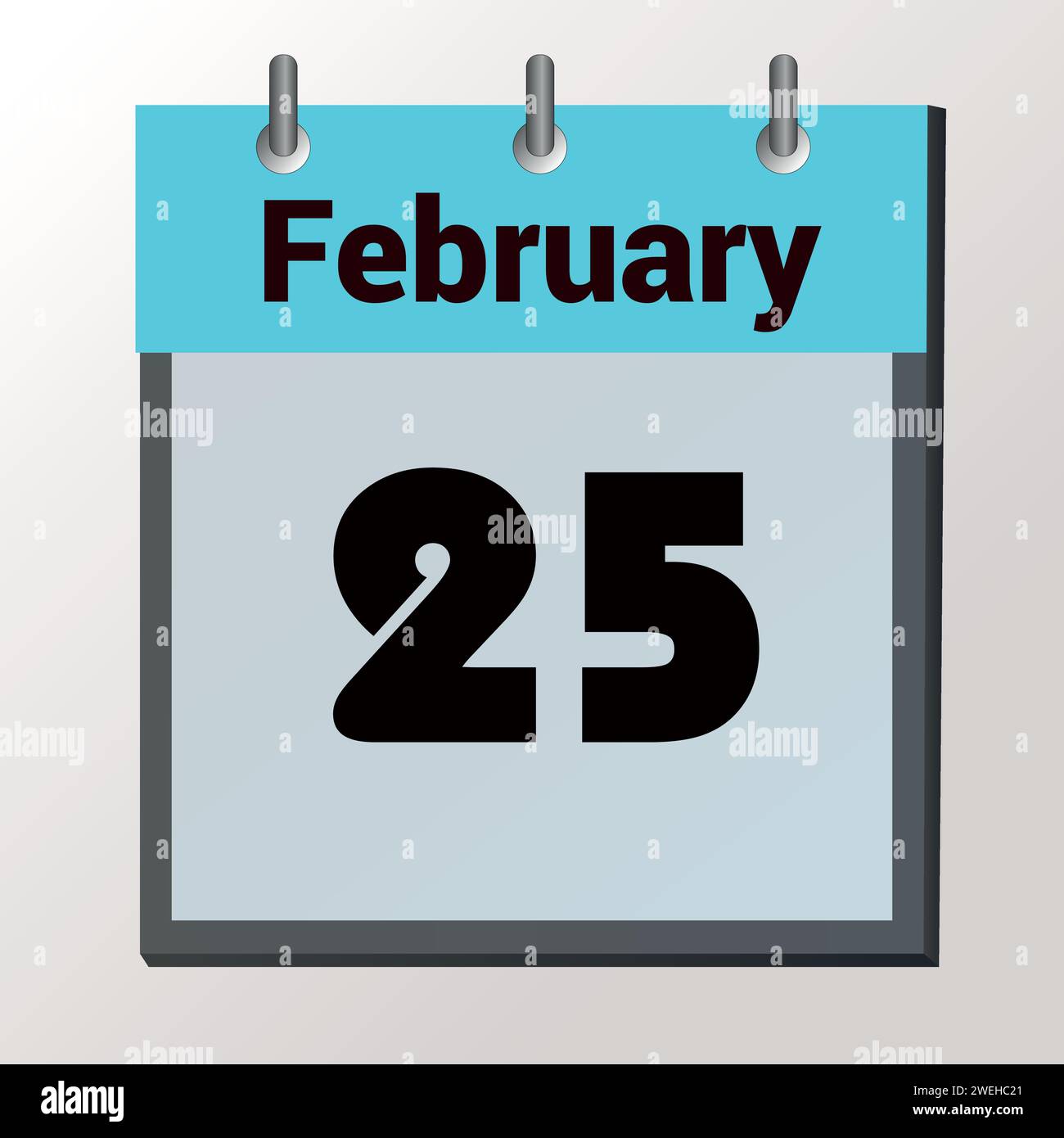 Tag im Kalender, Vektorbildformat, 25. Februar Stock Vektor
