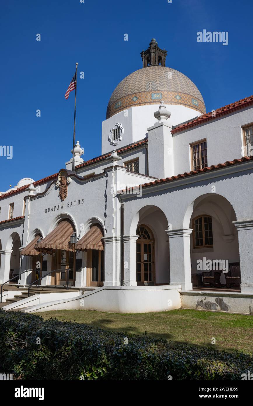 Quapaw Baths am Nachmittag, Hot Springs National Park, Hot Springs, Arkansas Stockfoto