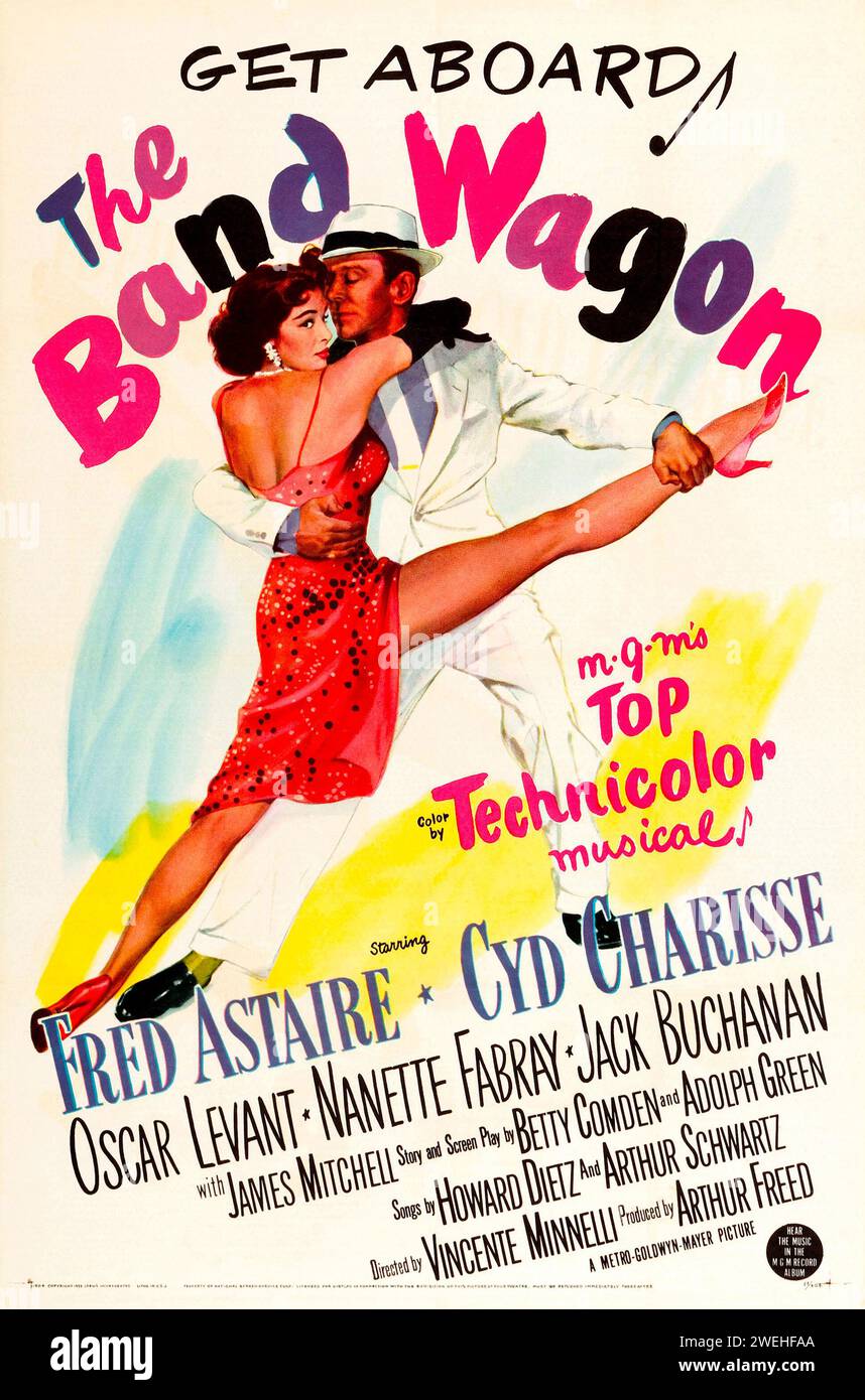 Theaterposter für die amerikanische Veröffentlichung des Films Get on the Band Wagon aus dem Jahr 1953: Fred Astaire und Cyd Charisse Stockfoto