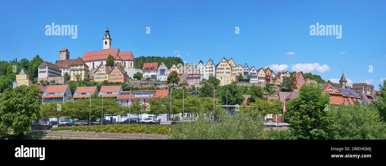 Horb am Neckar, Deutschland - weites Panorama Stockfoto