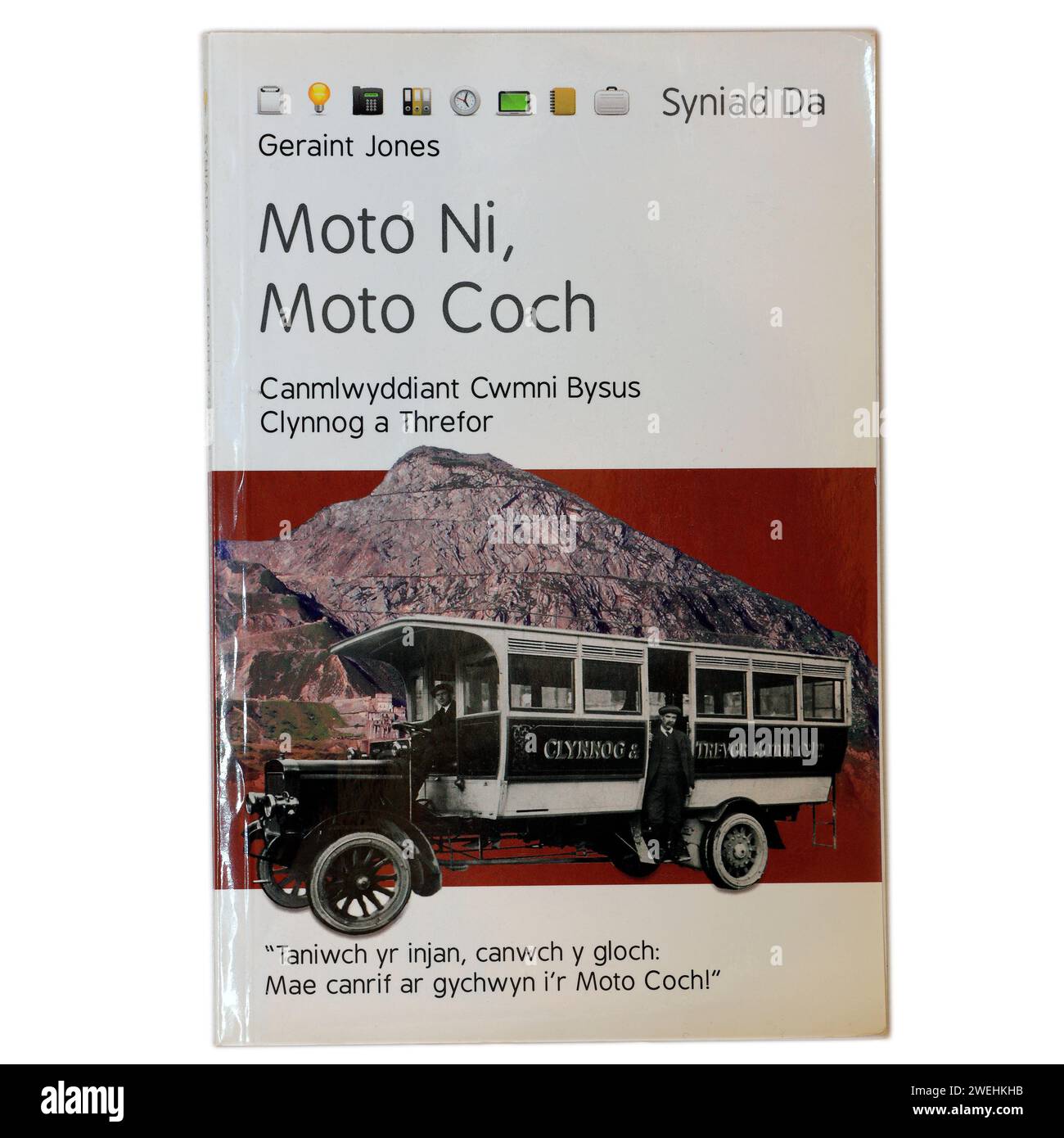 Moto Ni, Moto Coch. Walisische Sprache Boof von Geraint JonesStudio auf hellem / weißem Hintergrund. Stockfoto