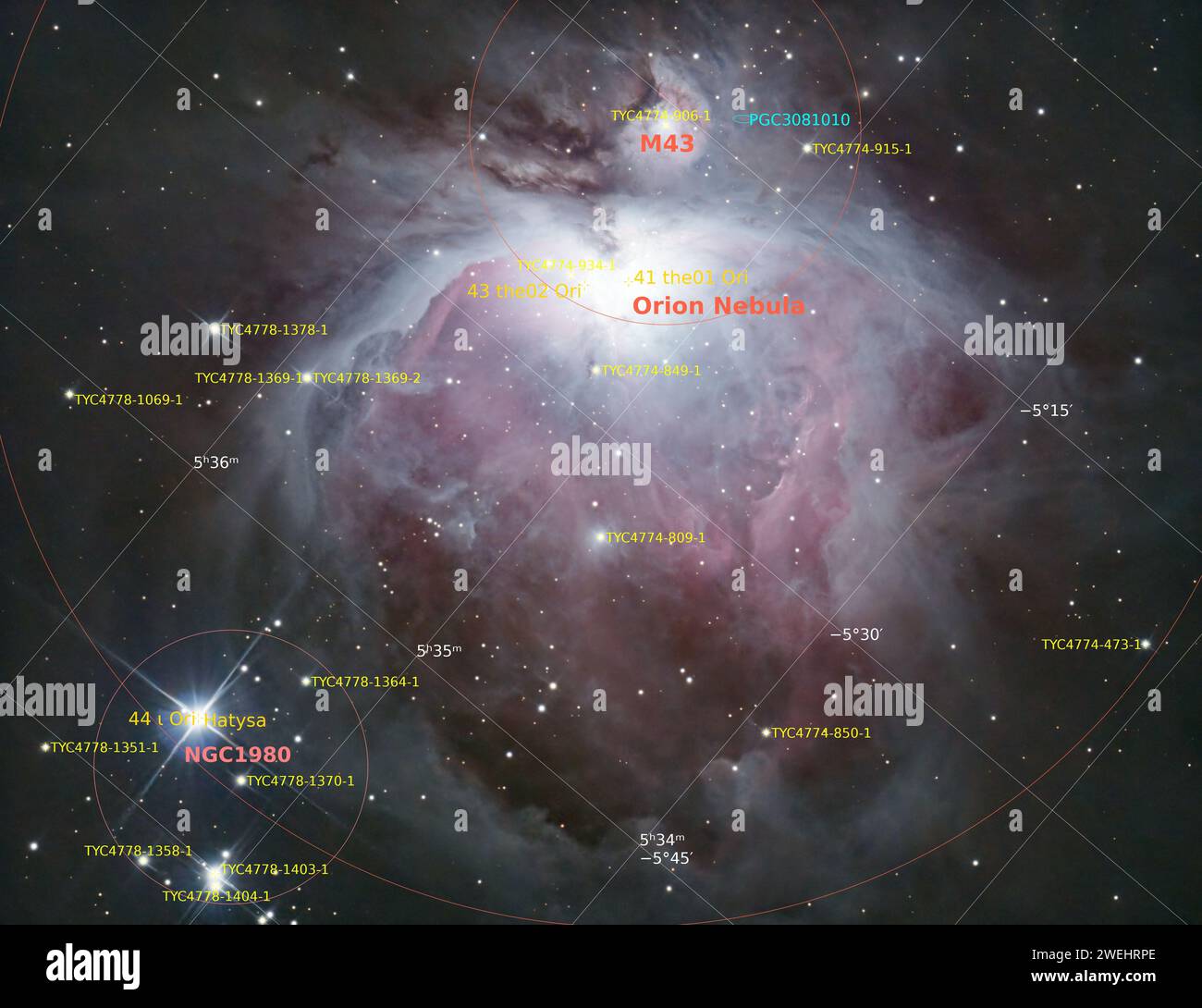 Ein Bild des Großen Orionnebels. Mein erstes Astrofotografie-Bild mit meinem Skywatcher 200P, mit Canon 700D und Skywatcher EQ5pro Halterung Stockfoto