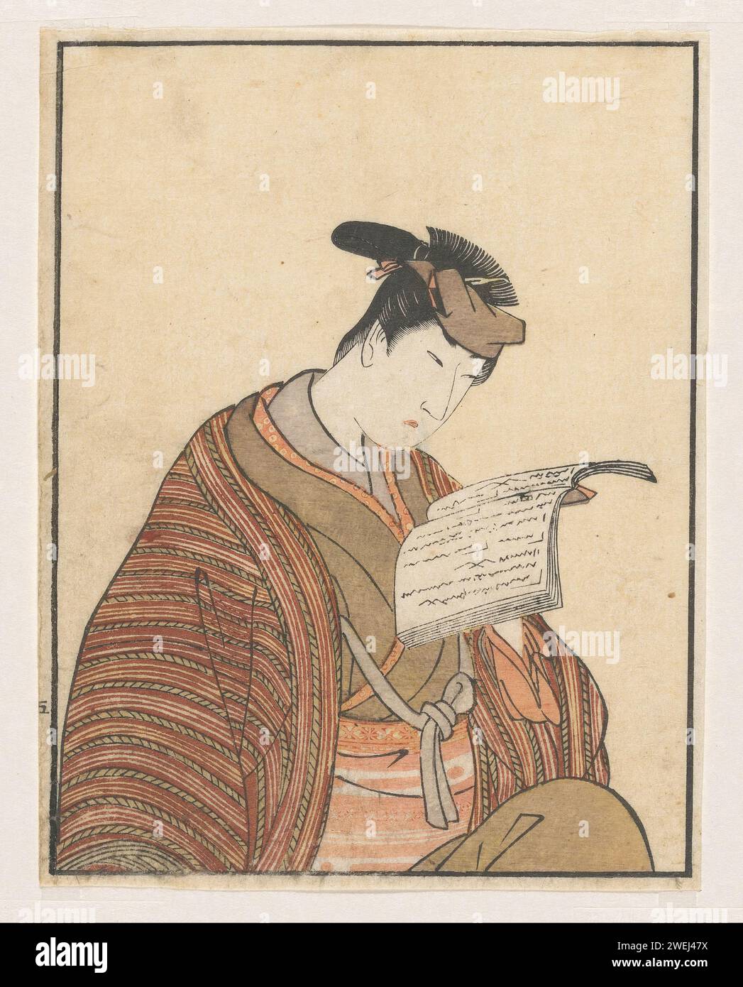 LEZENDE ACTEUR, UTAGAWA TOYOKUNI (I), 1779-1825 Druckpapier Farbe Holzschnitt lesen Stockfoto