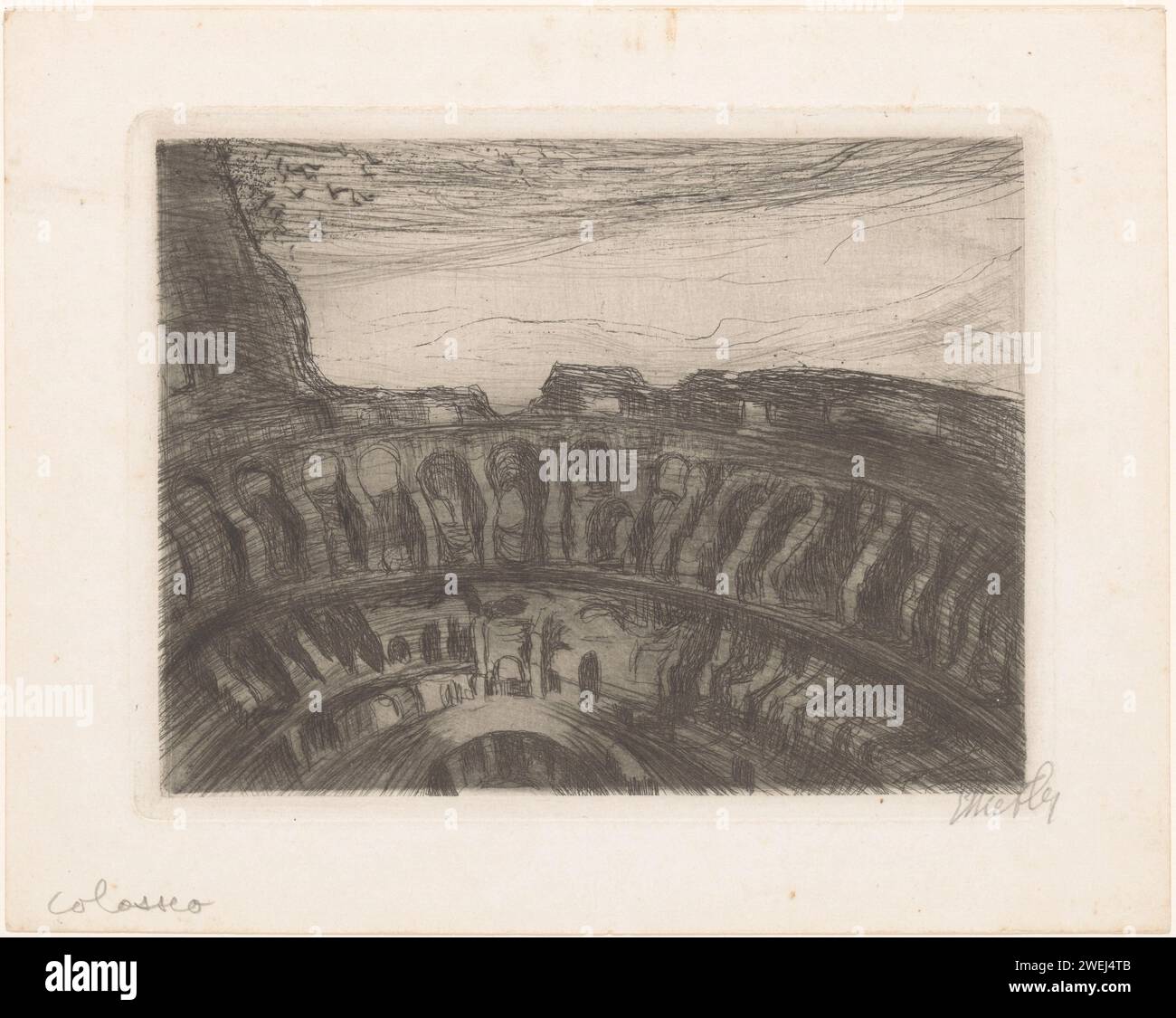 Kolosseo, Etha, 1867 - 1948 Druck Innenraum des Kolosseums in Rom. Papierkropfamphitheater Kolosseum Stockfoto