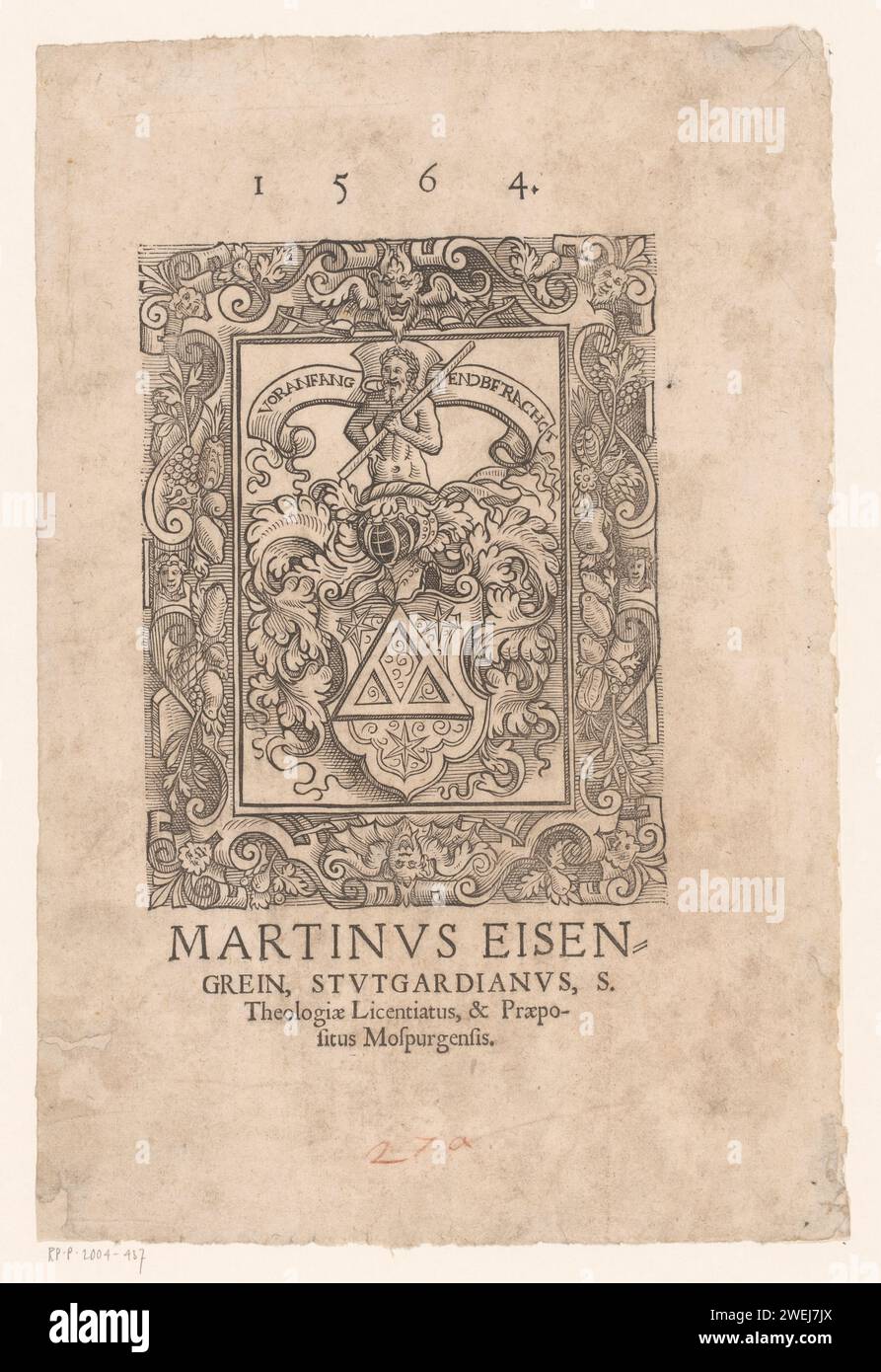 Wappen von Martin Eisengrein, 1564 Druckpapier Wappenlager, Heraldik Stockfoto