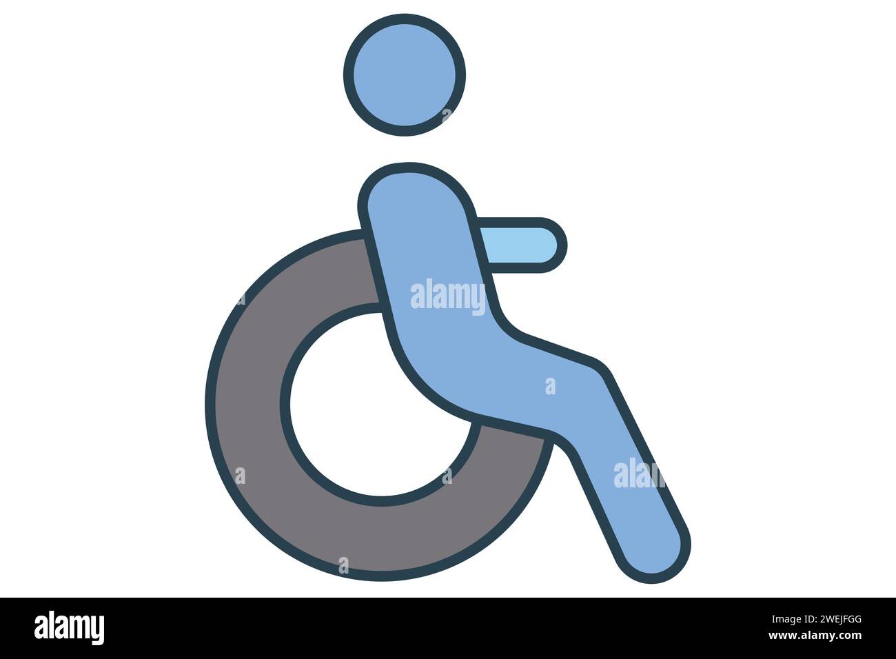 Rollstuhl für Behinderte Icon. Symbol für zugängliche Routen. Symbolstil für flache Linien. Elementabbildung Stock Vektor