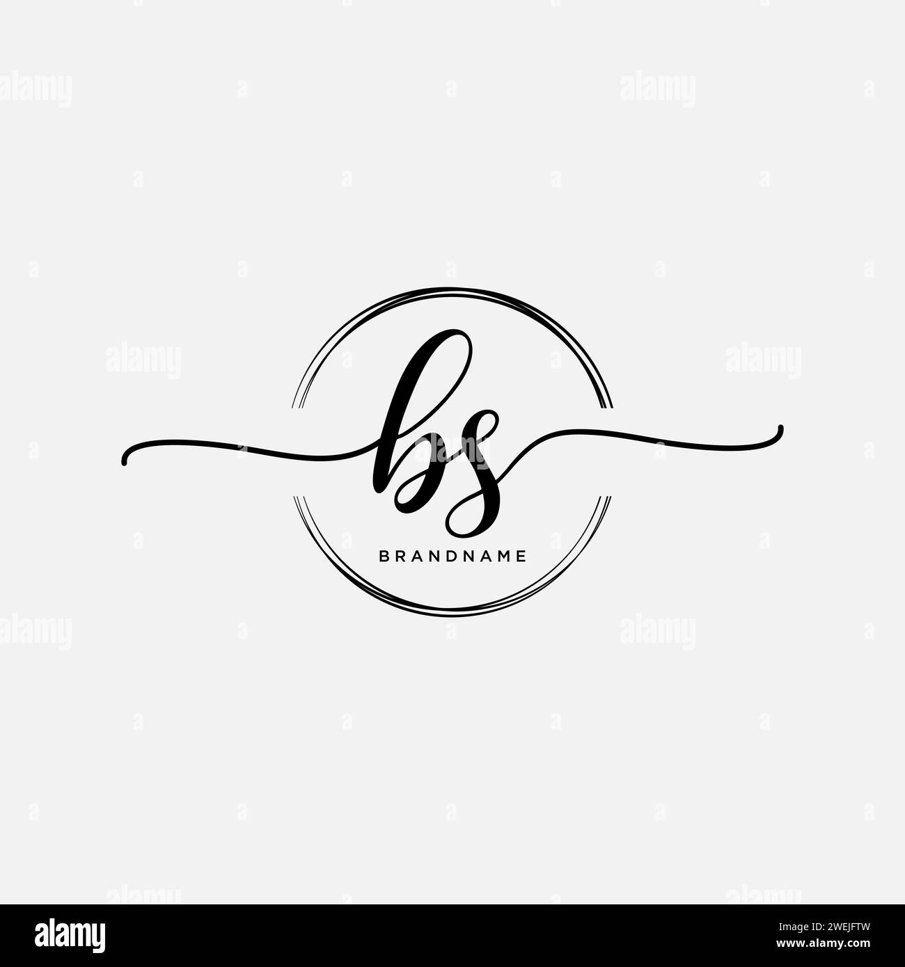 BS Initial Handschriftenlogo mit Kreis Stock Vektor