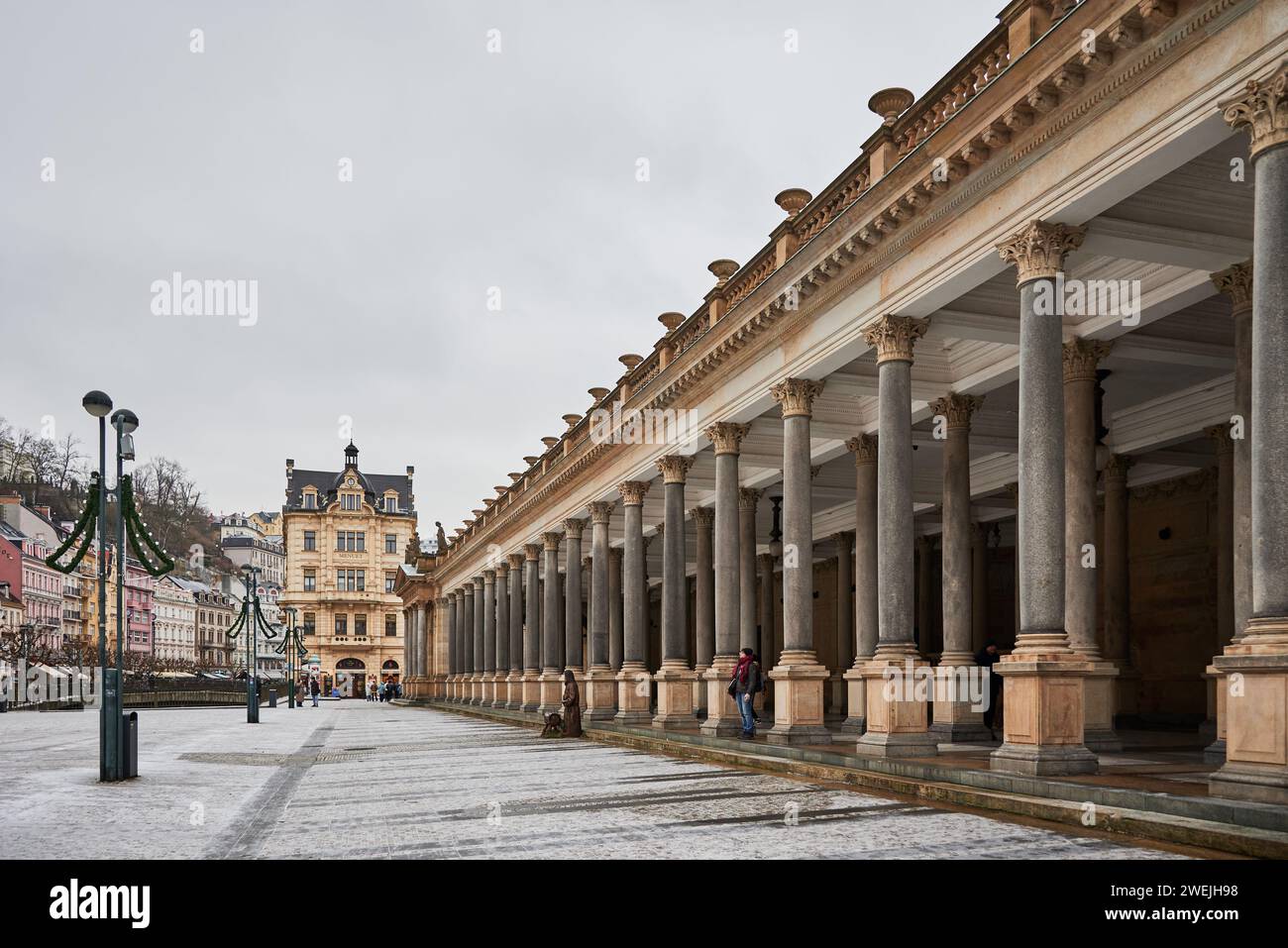 Karlsbad Karlsbad alte historische Kurstadt Karlsbad mit Thermalquellen in Böhmen Tschechien am 14. Januar 2024 Stockfoto